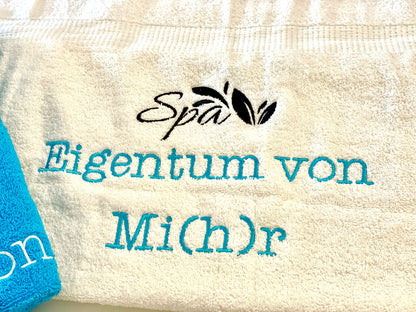 Spa Handtuch mit Name, Handtuch, Sauna, Wellness, Duschtuch, Geschenk