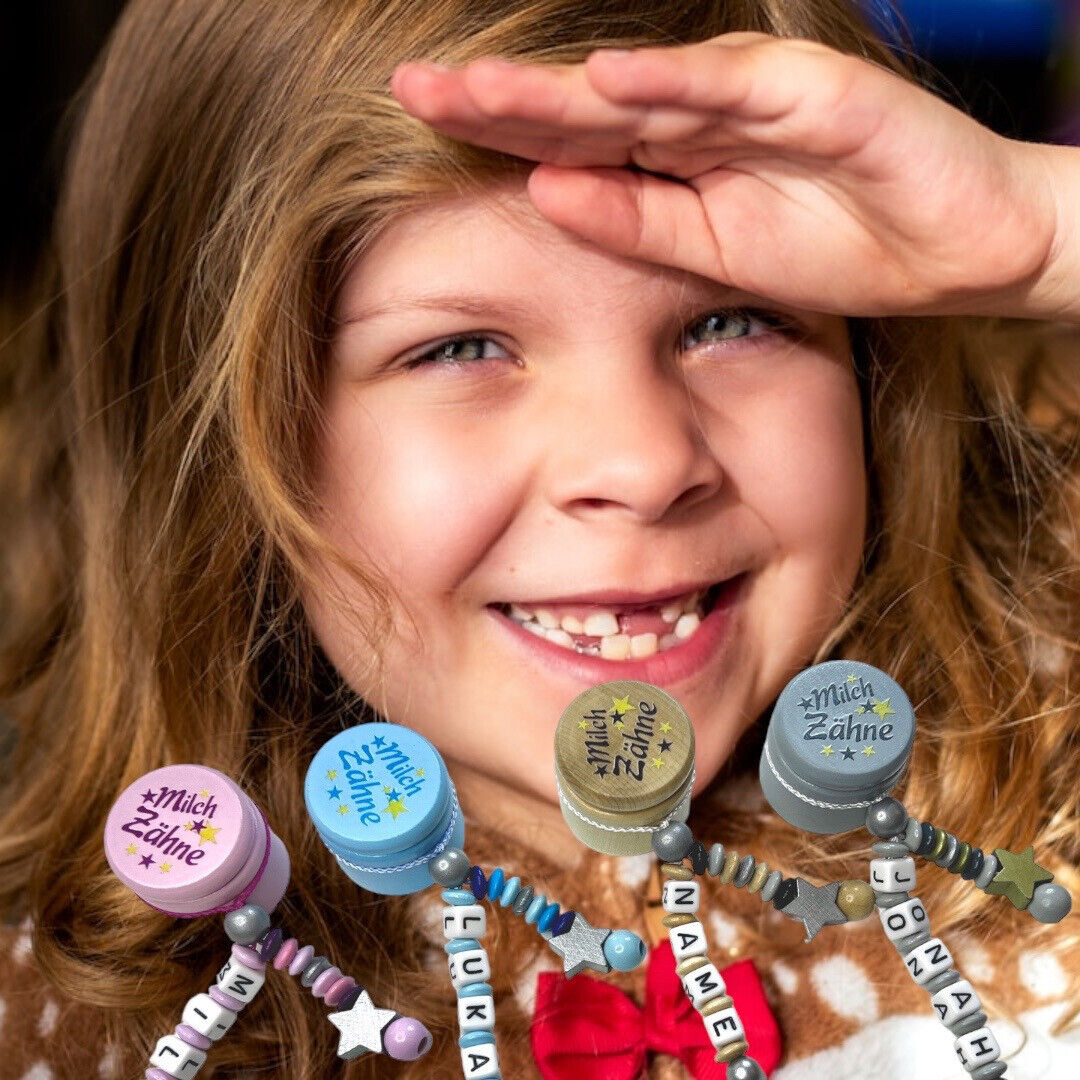 Milchzahndose mit Namen Geschenk für Kinder Einschulung Zähne Kita Kleinigkeit