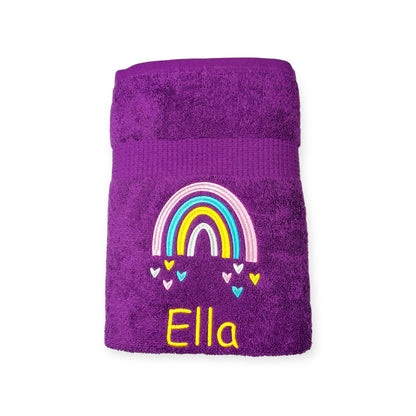 Regenbogen Handtuch mit Name bestickt, Duschtuch, Kindergarten, Sport