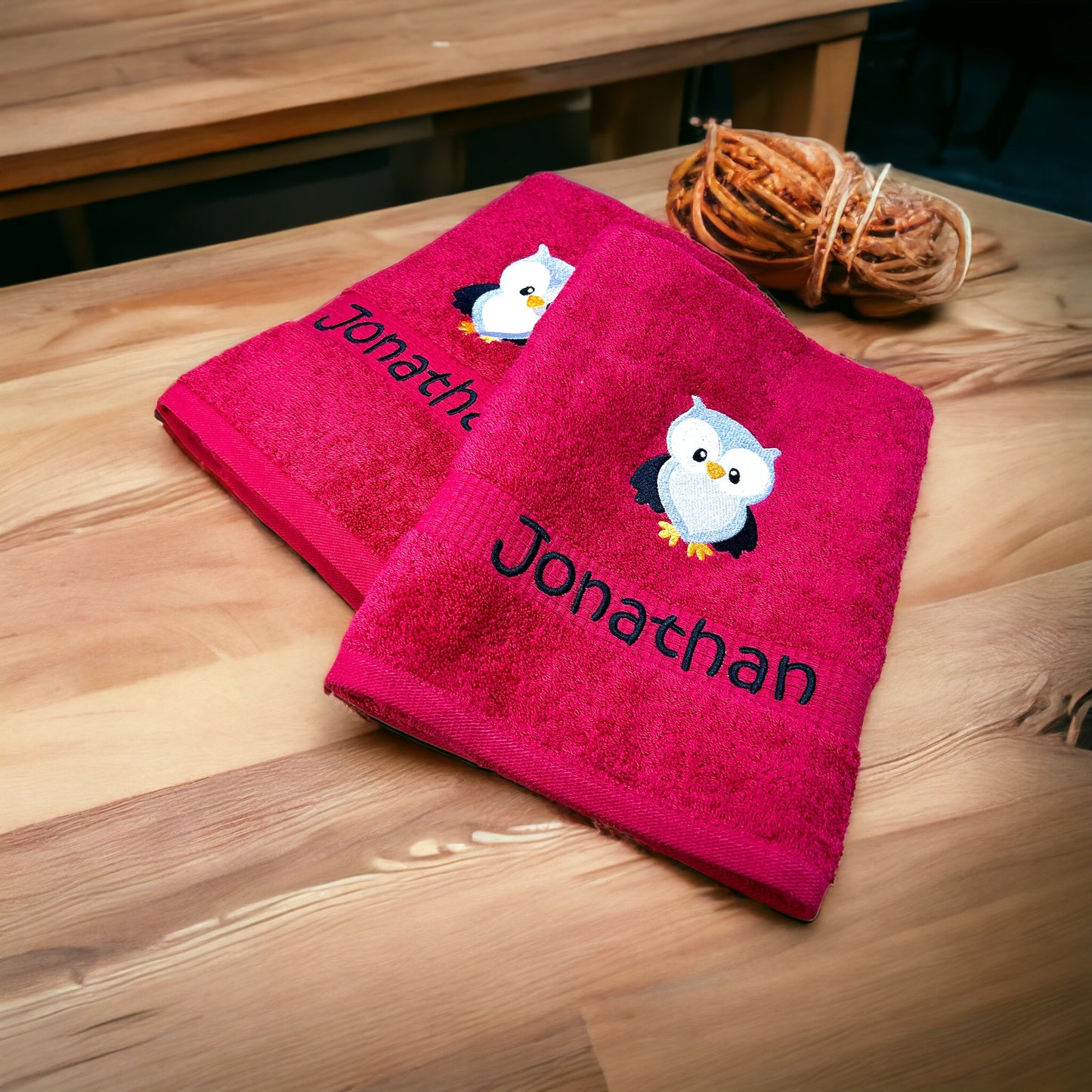 Eulen Handtuch mit Name, Handtuch, Sauna, Wellness, Duschtuch, Geschenk