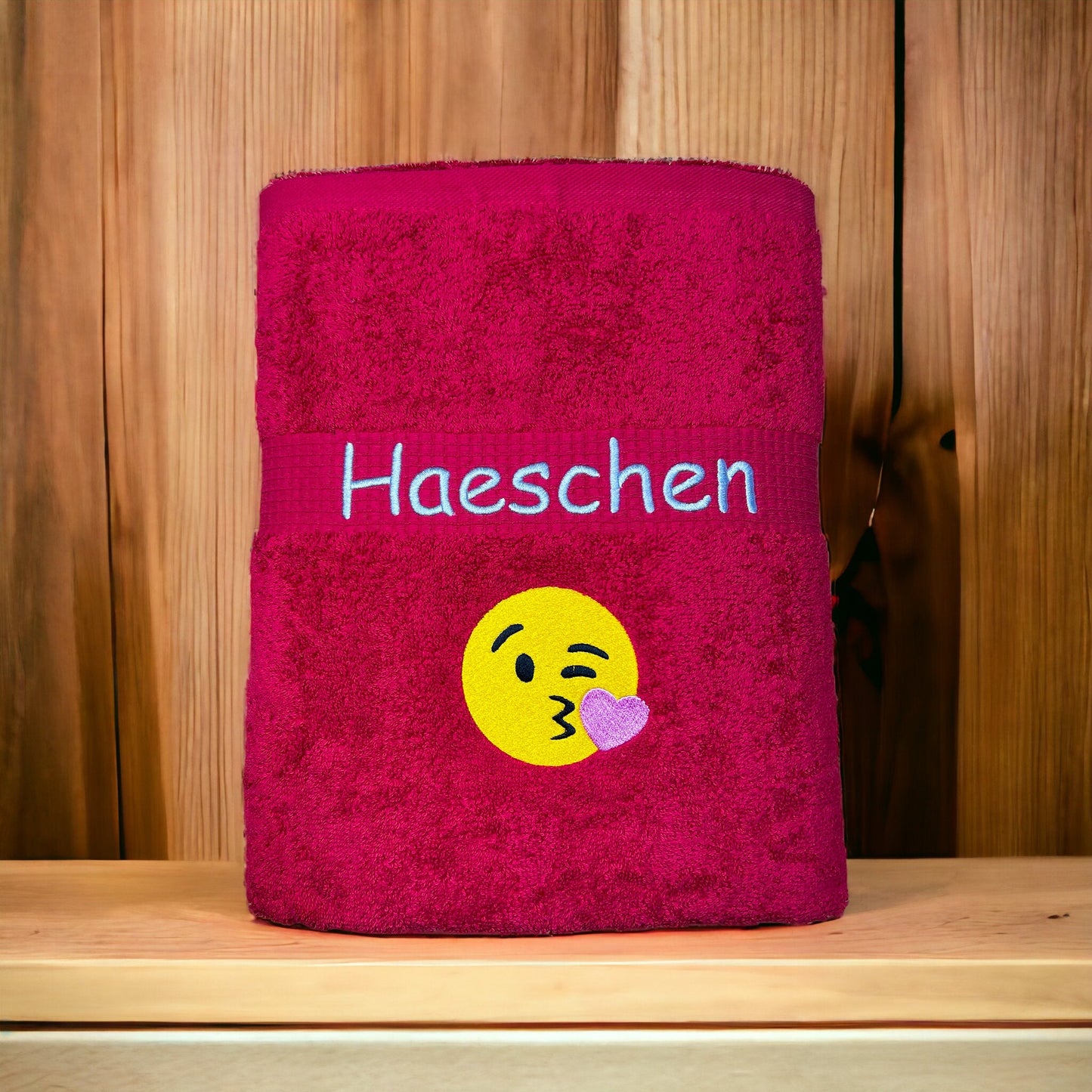 Smiley Handtuch mit Name, Handtuch, Sauna, Wellness, Duschtuch Geschenk