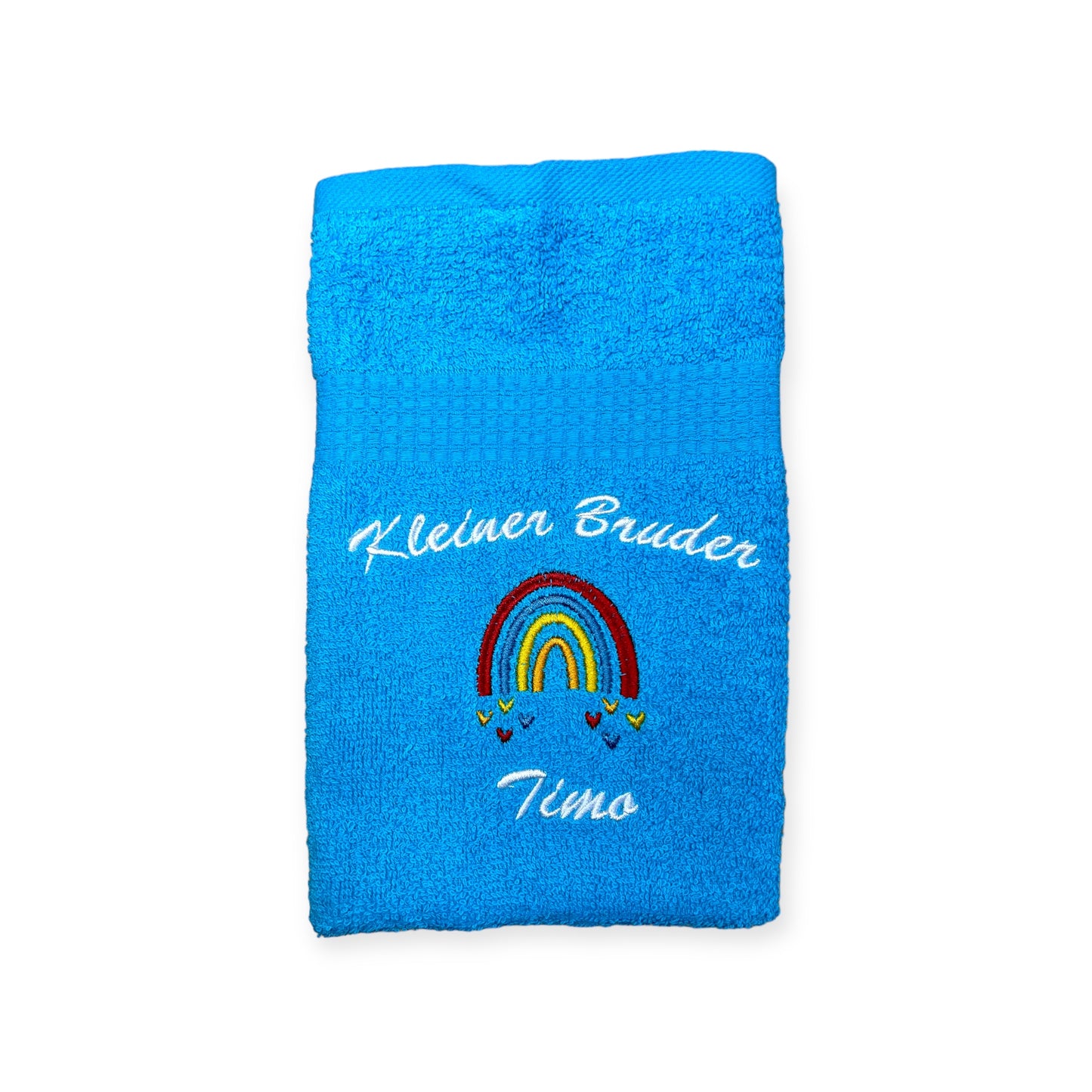 Große Schwester/Bruder Handtuch mit Name, Regenbogen, Duschtuch, Geschenk