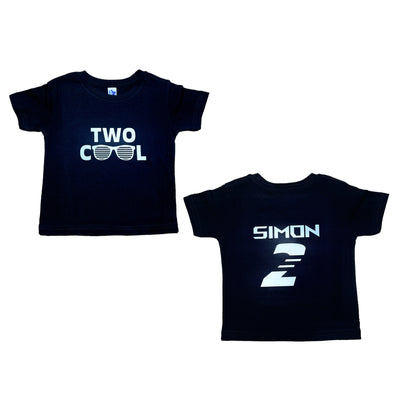 Two cool T-Shirt zum 2. Geburtstag mit Name personalisiert, schwarz