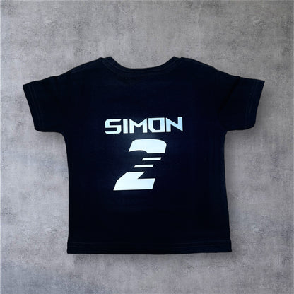 Two cool T-Shirt zum 2. Geburtstag mit Name personalisiert, schwarz