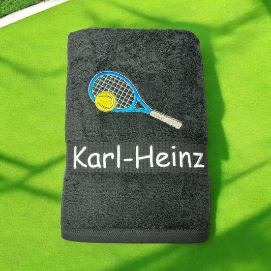 Tennis Handtuch mit Name bestickt, Duschtuch, Sport