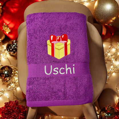 Geschenk Handtuch mit Name bestickt, Duschtuch, Wellness, Sauna