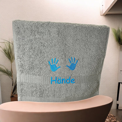 Hände Handtuch mit Name oder Wort bestickt, Duschtuch, Wellness, Sauna