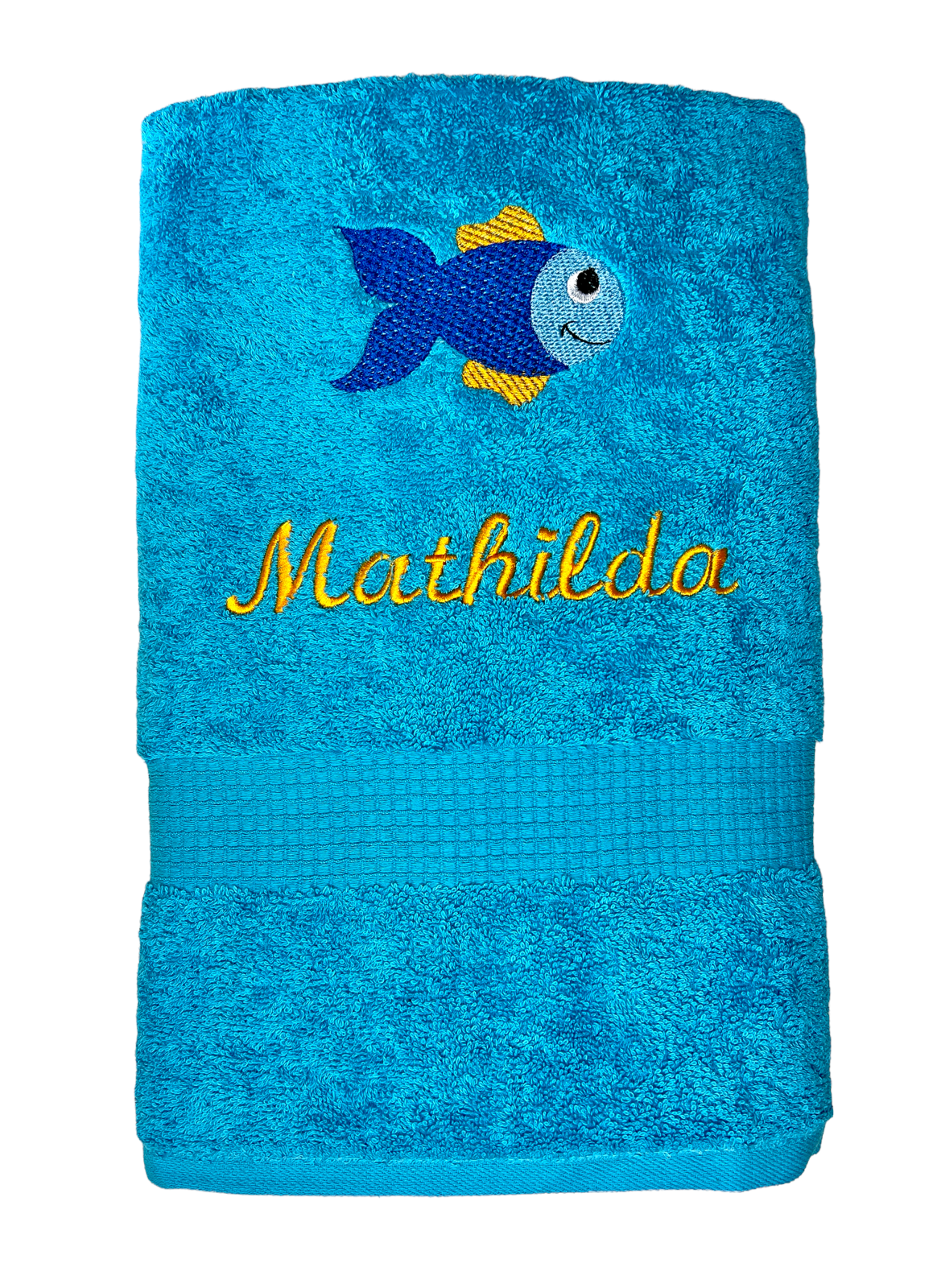 Fisch Handtuch mit Name, Handtuch, Sauna, Wellness, Duschtuch, Geschenk