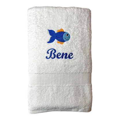 Fisch Handtuch mit Name, Handtuch, Sauna, Wellness, Duschtuch, Geschenk