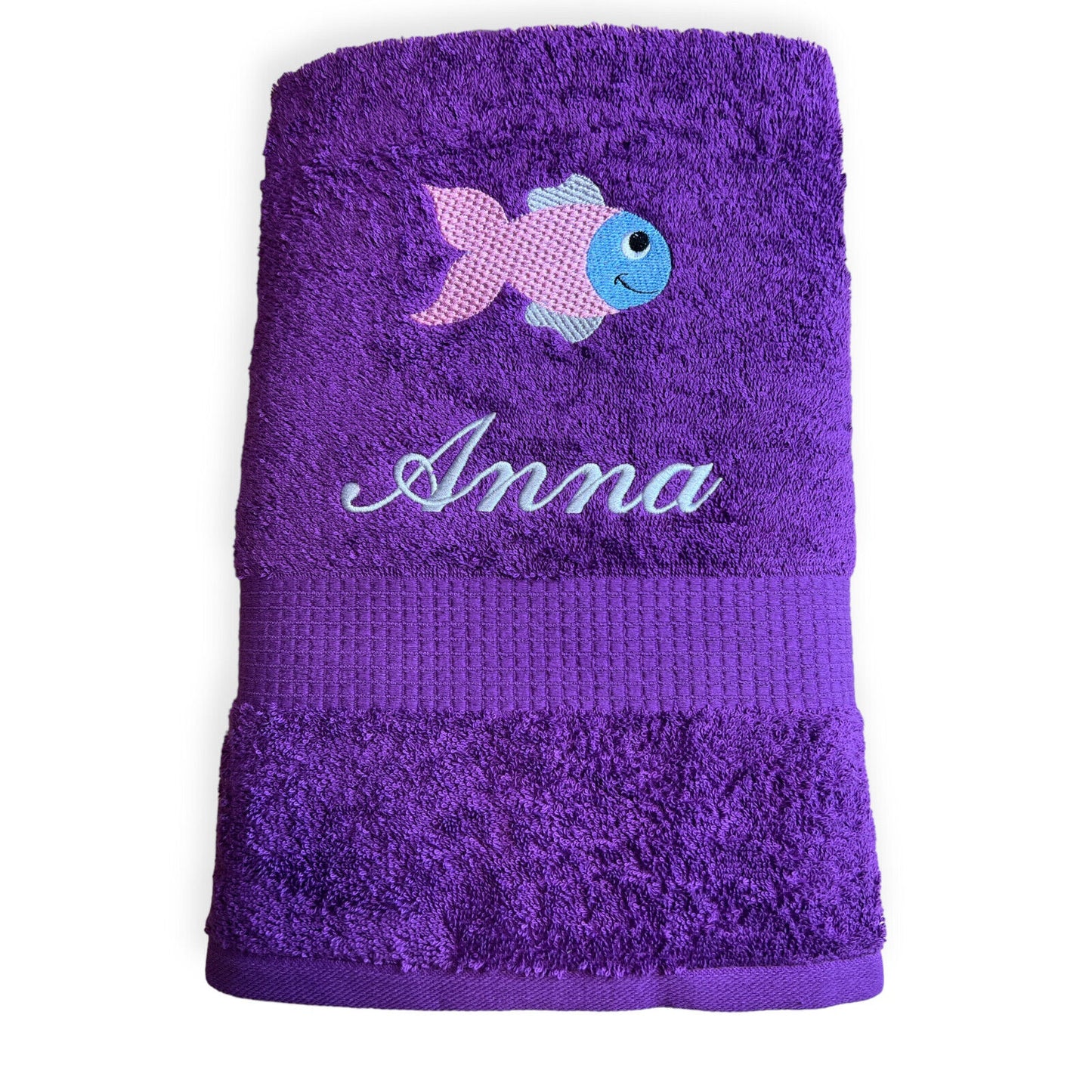 Fisch Handtuch mit Name, Handtuch, Sauna, Wellness, Duschtuch, Geschenk