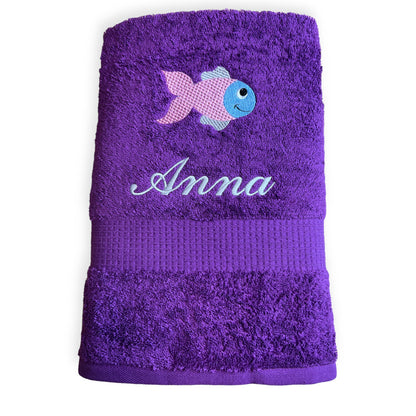 Fisch Handtuch mit Name, Handtuch, Sauna, Wellness, Duschtuch, Geschenk