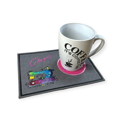 Tassenuntersetzer für Kaffee Nähmaschine zur Kaffeeeinladung Mug rug Becher