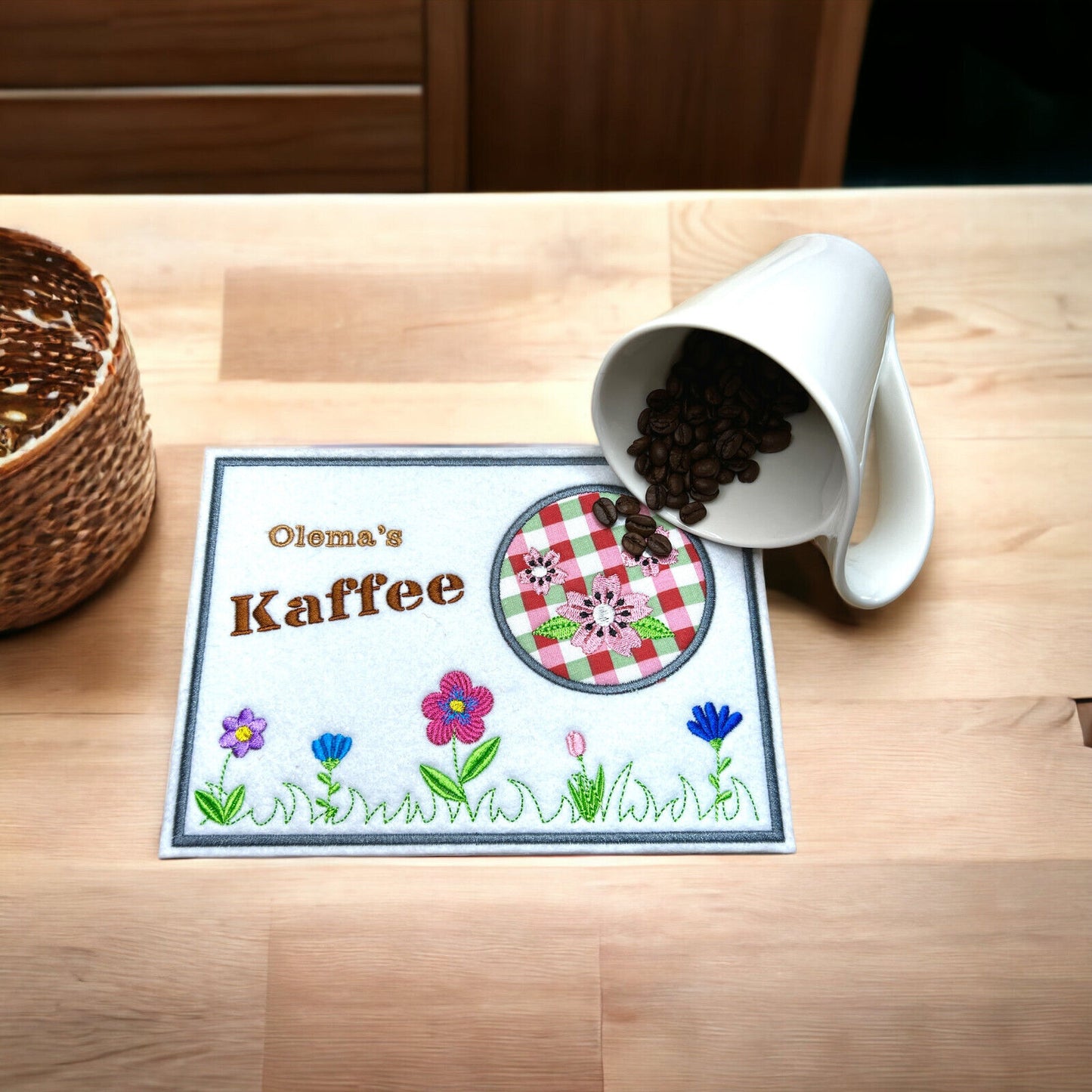 Tassenuntersetzer "Blumen" für Kaffee kleines Geschenk zur Kaffeeeinladung Mug rug Blumen